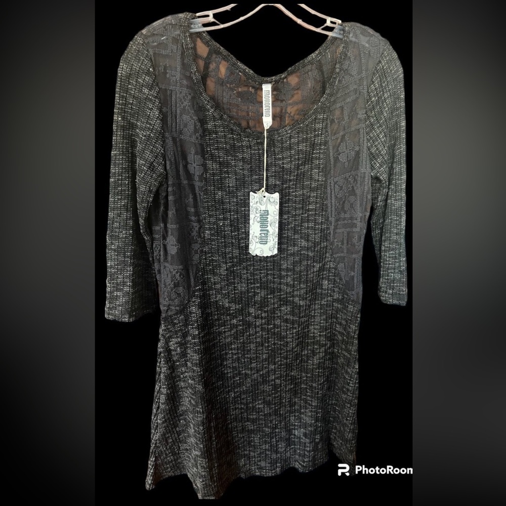 NWT -Mono Reno small grey black lace back dress